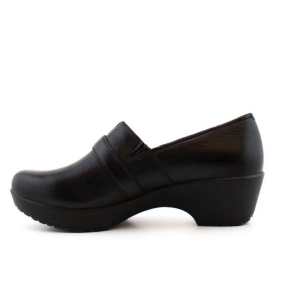 Dansko Jane Black Leather Slip-on Clog Buckle Accent - Picture 3 of 12